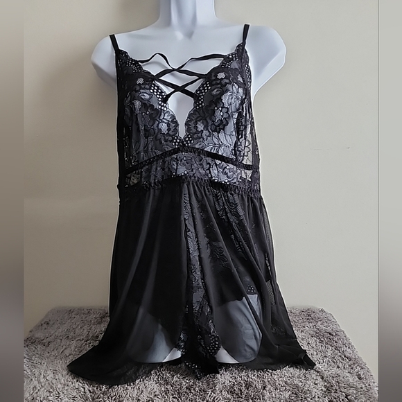 NWT One Piece Lace Lingerie Teddy Babydoll Bodycon Sexy Costumes Black Sheer 18W - Picture 2 of 9